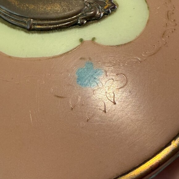 Vintage Art Deco MCM Powder Glass Jar Trinket Metal Lid Grannycore Lot of 2 - Picture 16 of 16